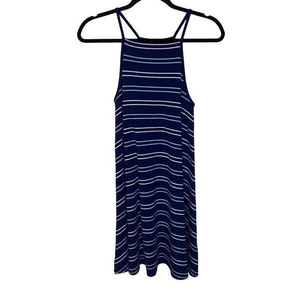 SO Juniors Size Medium Navy Blue Multicolor Tank Swing Dress Stripped‎ Racerback - Picture 1 of 8